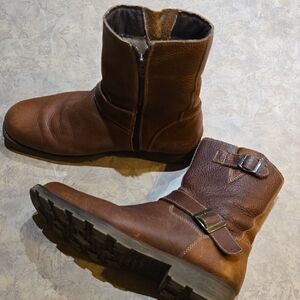 Steve Madden Chestnut Leather Boots With Straps And Bucles